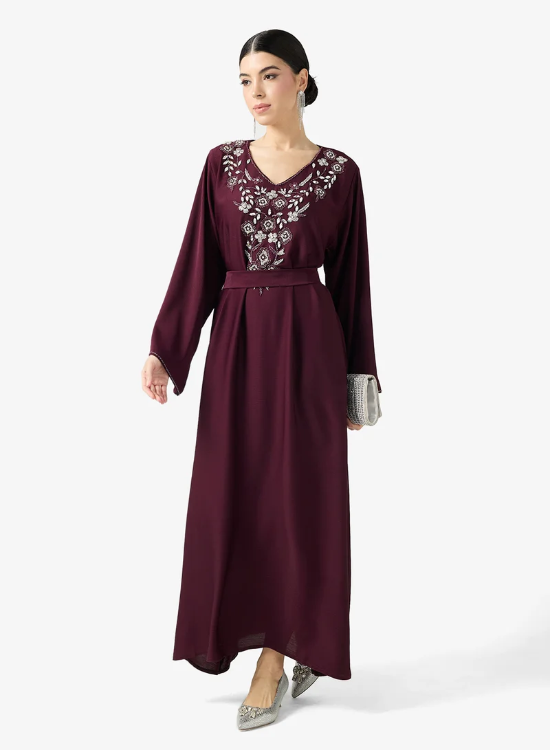 hayas closet Embellished Belted Jalabiya